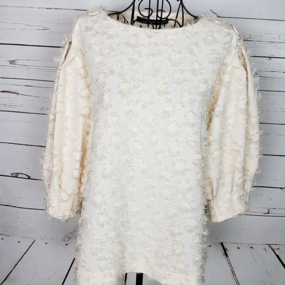 Zara Woman Puffy Sleeve Eyelash Top